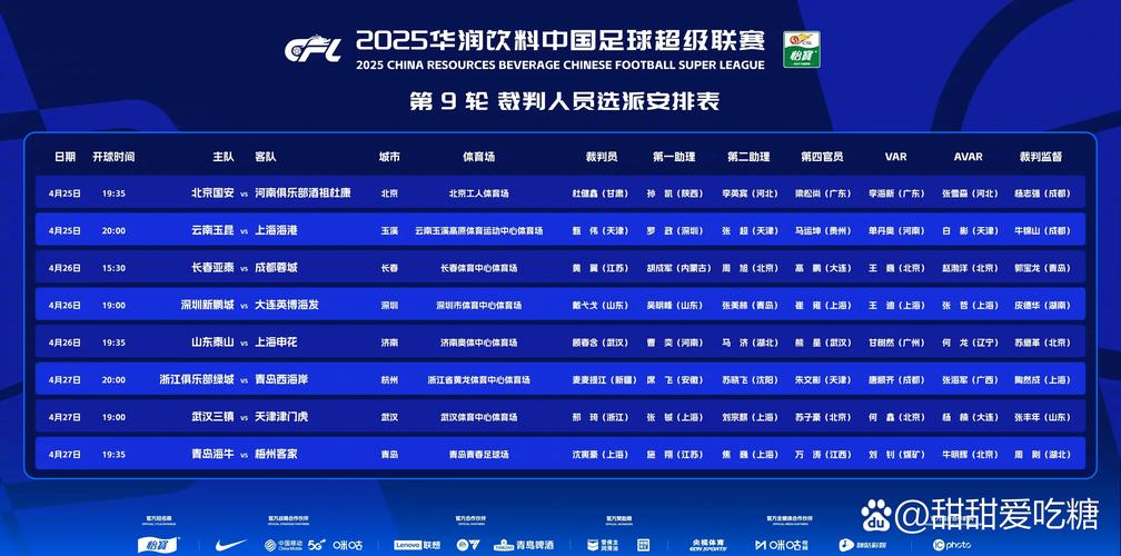 中甲第26轮裁判安排：重庆vs佛山、青岛vs广西两场安排有VAR裁判