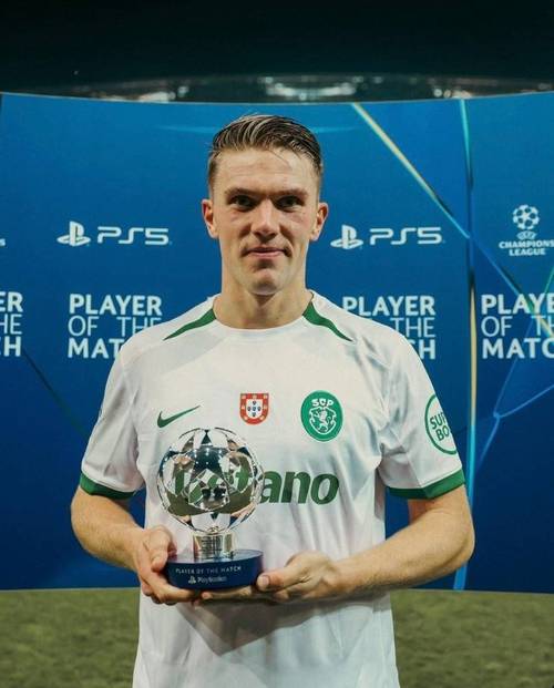 约克雷斯在昨日领取欧国联最佳射手奖杯，9球领跑射手榜