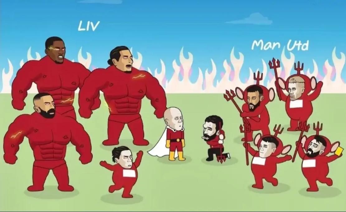 漫画家创作利物浦7-0曼联特别漫画，周日双红会亮相安菲尔德
